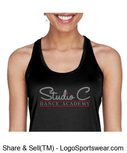 SCDA Ladies Performance Racerback Tank BLACK Design Zoom